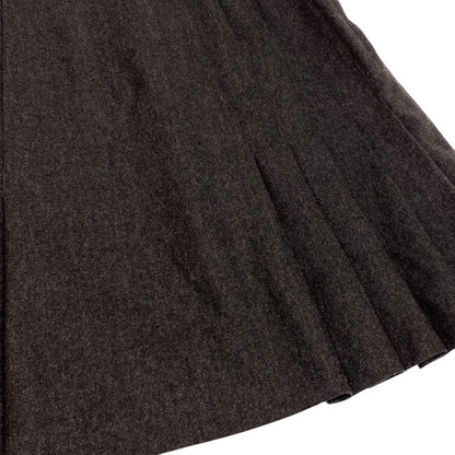 Chanel 90S CC Logo Button Pleated Skirt Brown Wool 36 — view 5