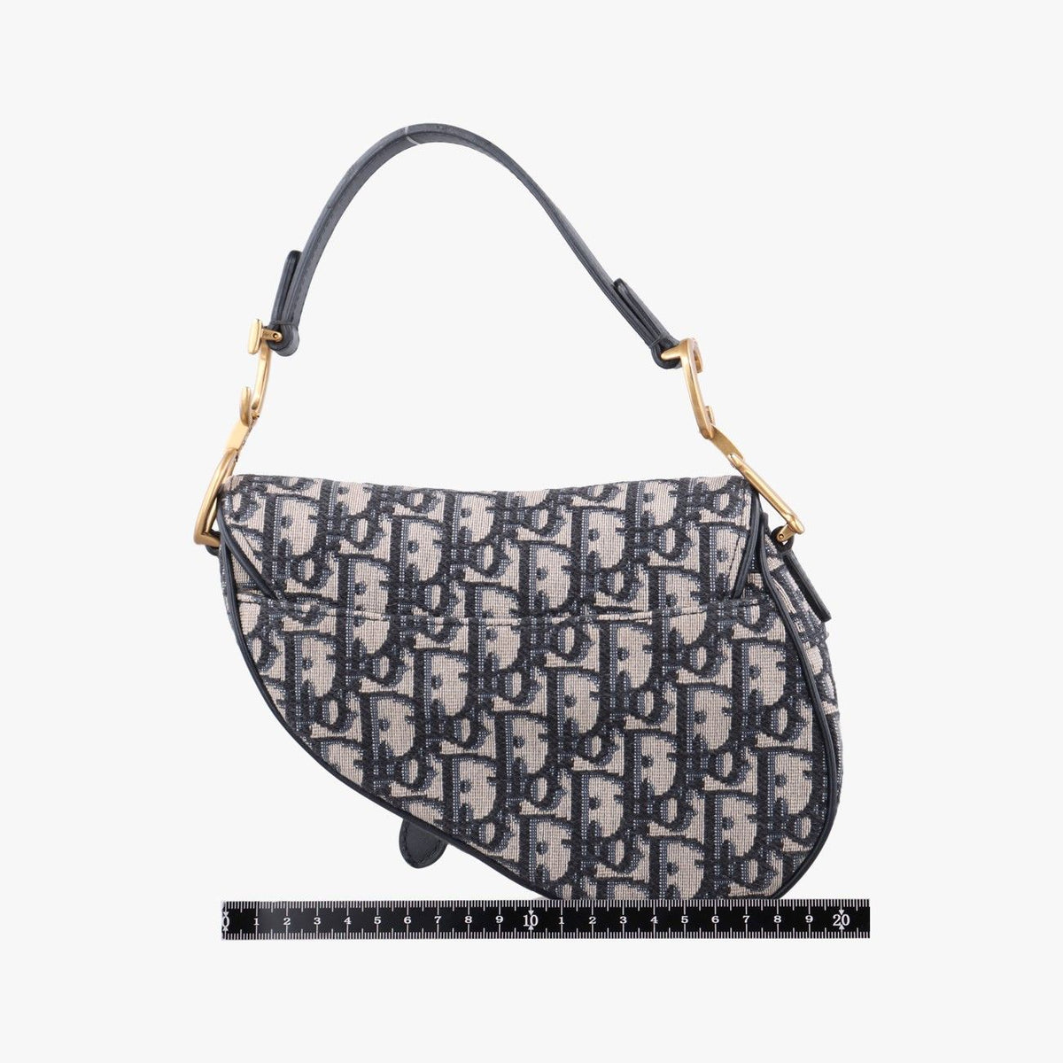 Dior Saddle Navy Jacquard Leather Shoulder Bag — view 2