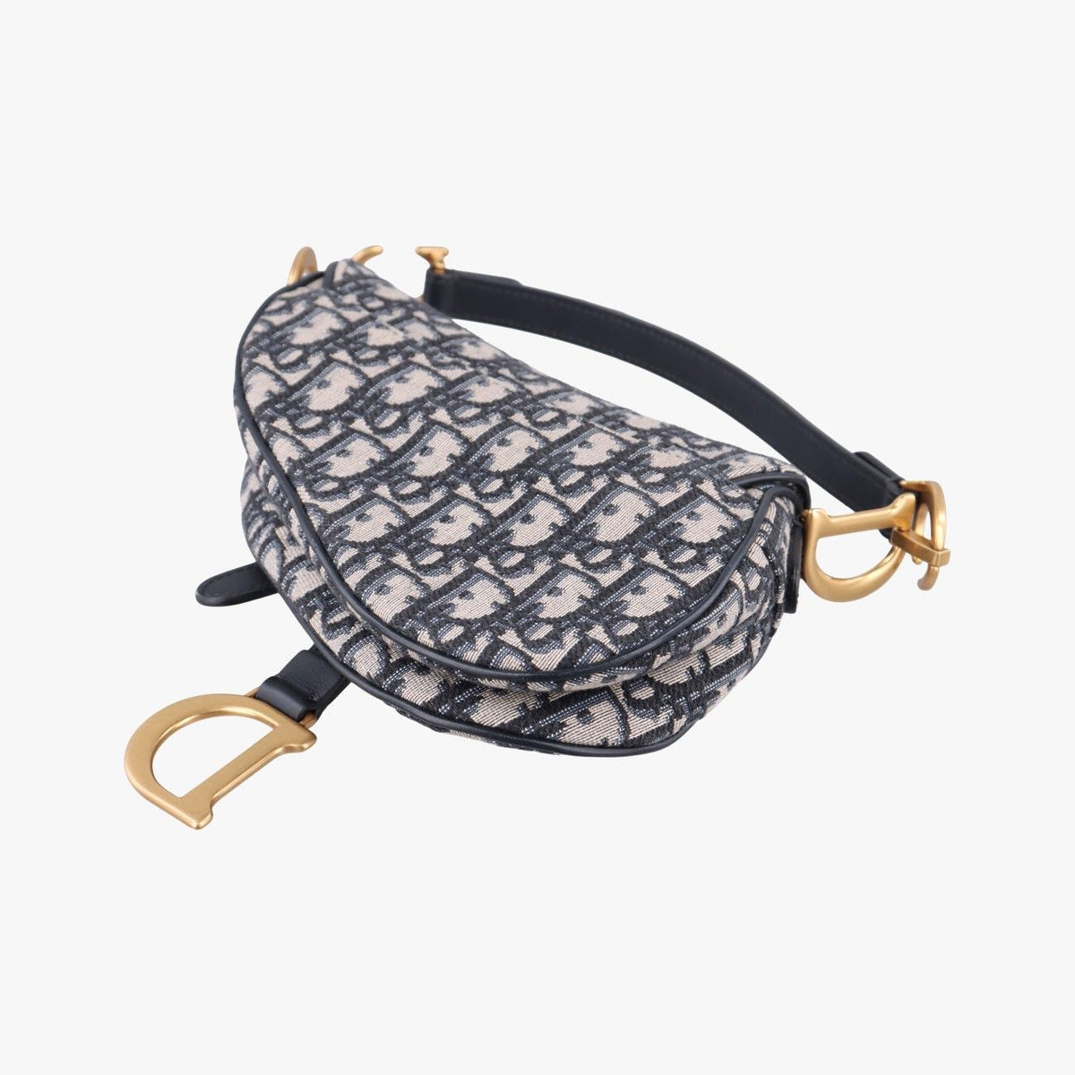 Dior Saddle Navy Jacquard Leather Shoulder Bag — view 6