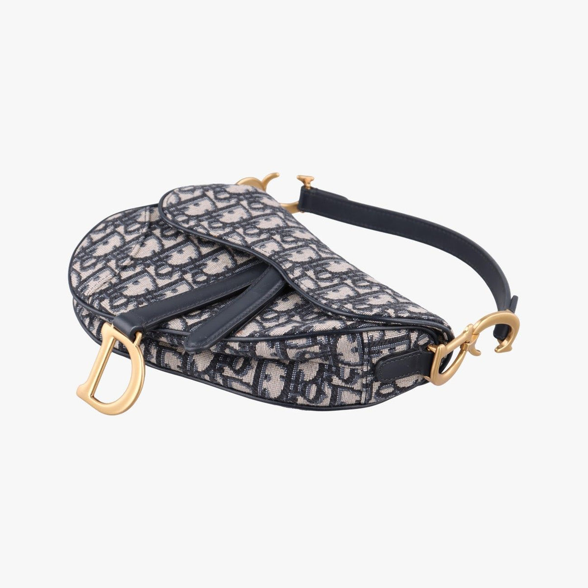 Dior Saddle Navy Jacquard Leather Shoulder Bag — view 4