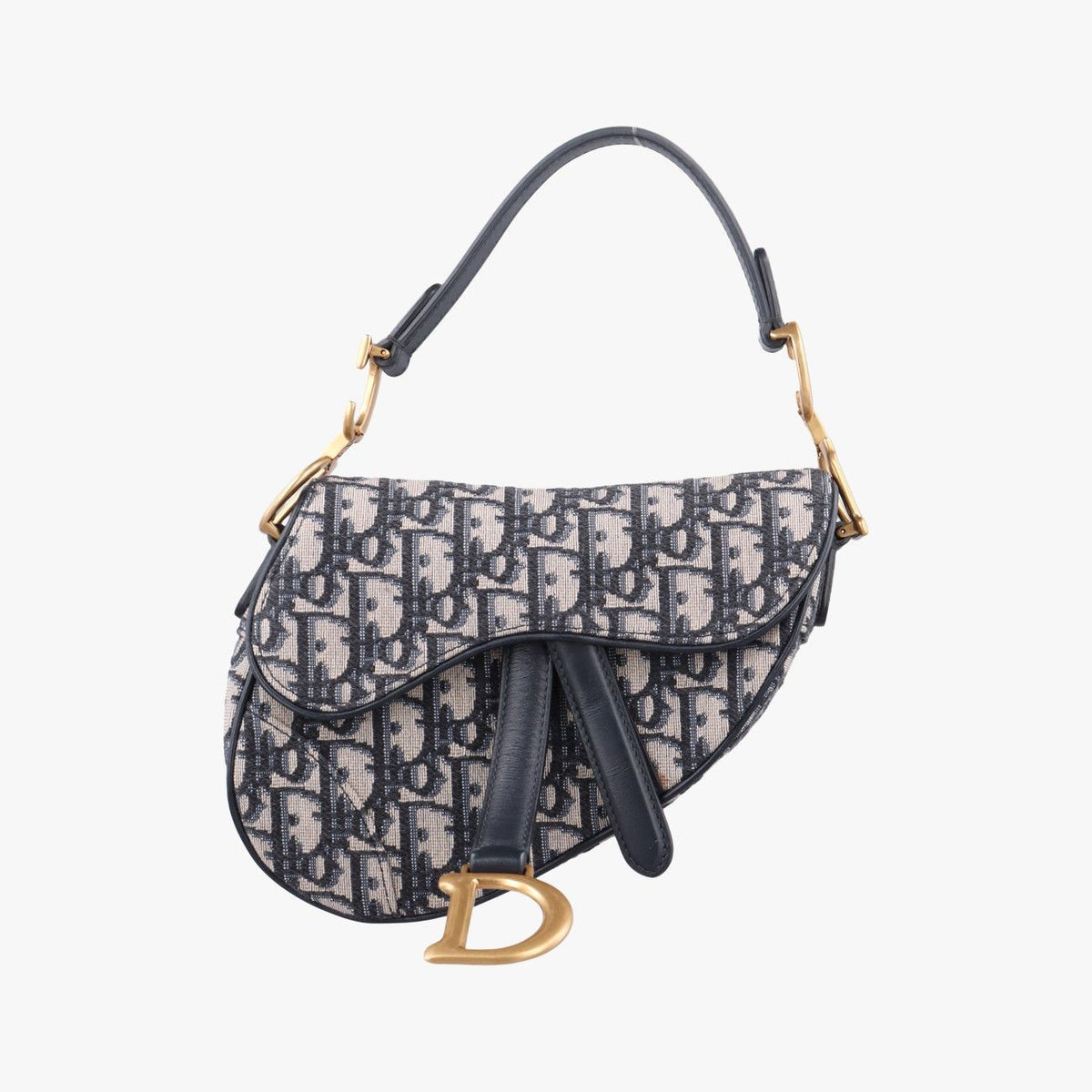 Dior Saddle Navy Jacquard Leather Shoulder Bag