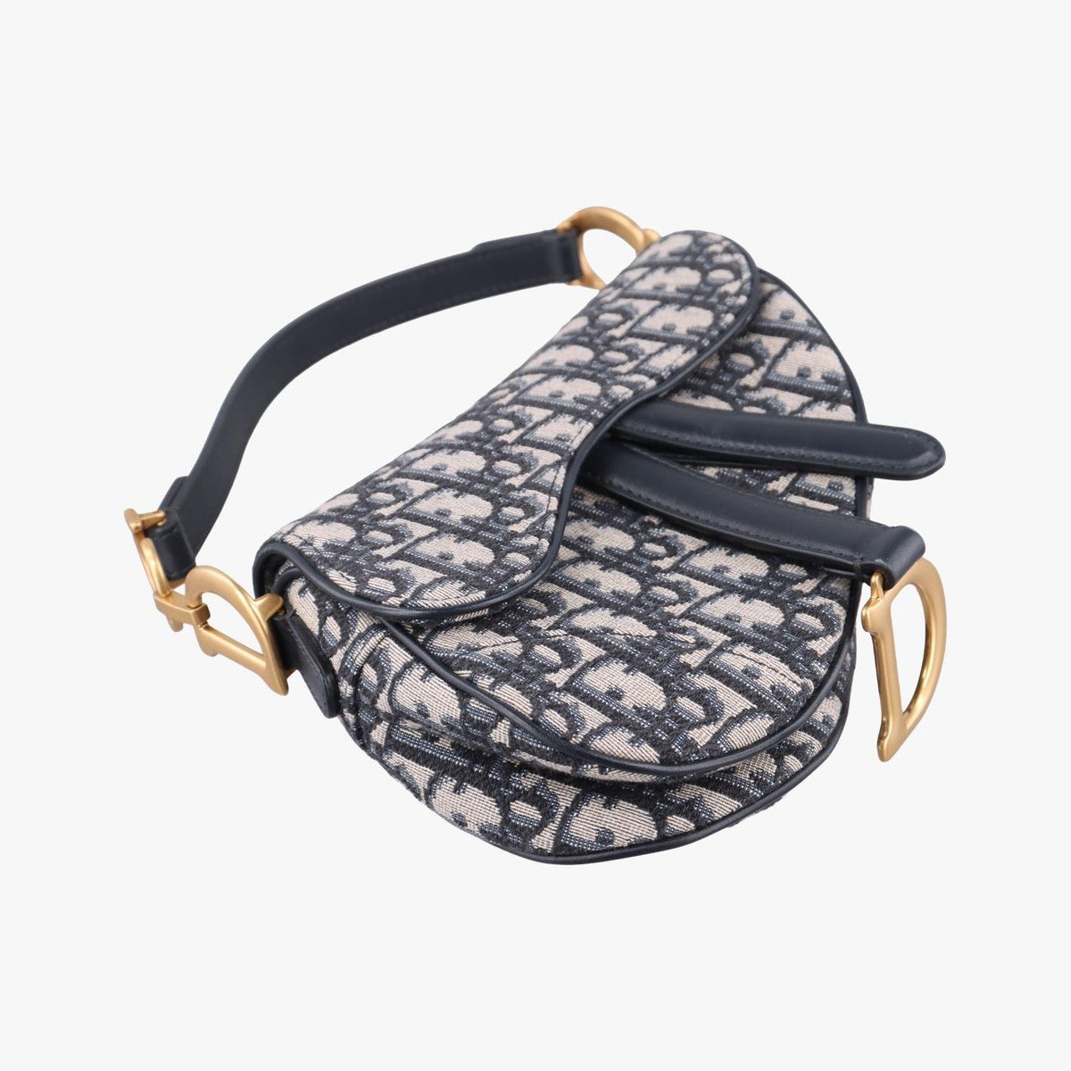 Dior Saddle Navy Jacquard Leather Shoulder Bag — view 5
