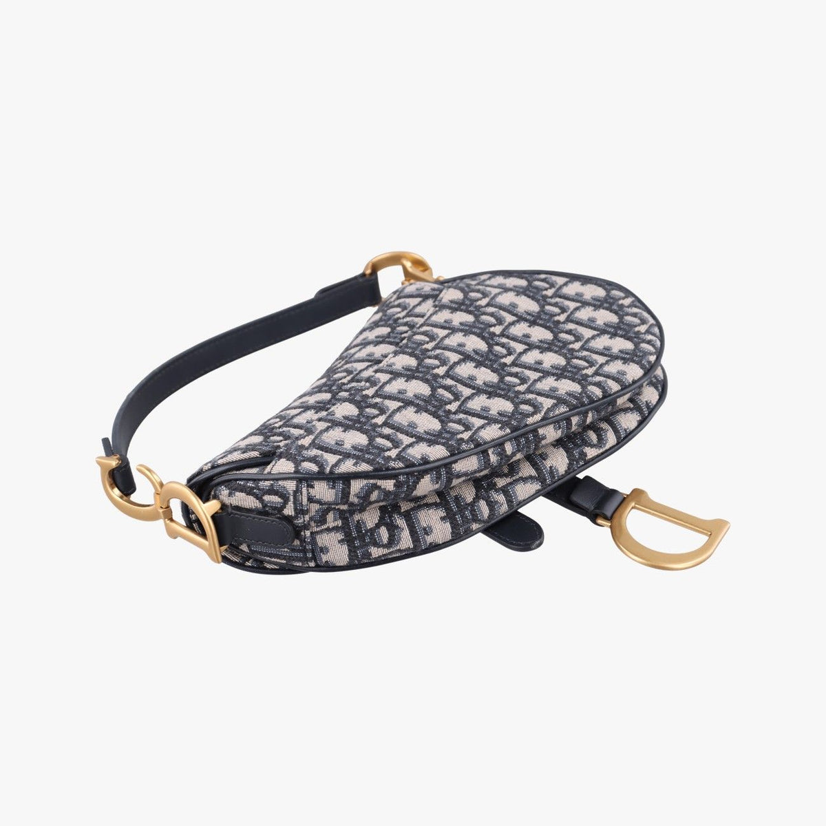 Dior Saddle Navy Jacquard Leather Shoulder Bag — view 7