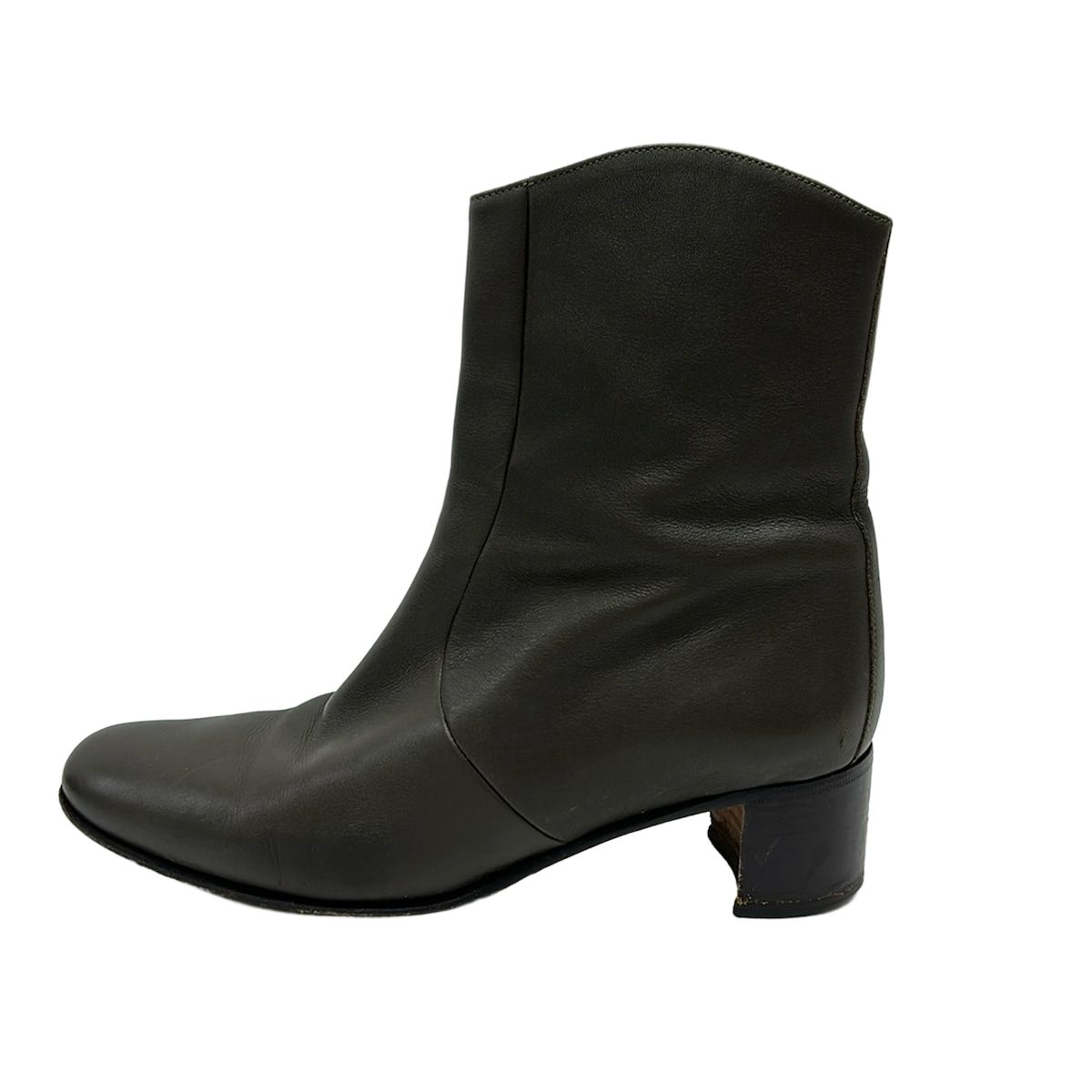Hermes Short Boots Dark Gray Leather