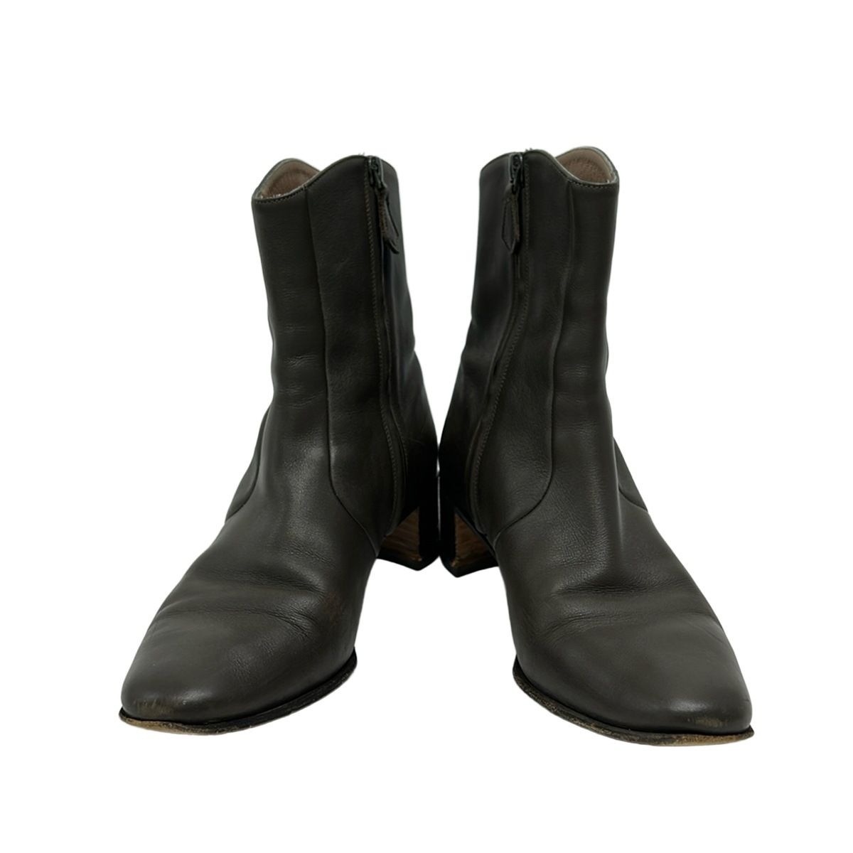 Hermes Short Boots Dark Gray Leather — view 2