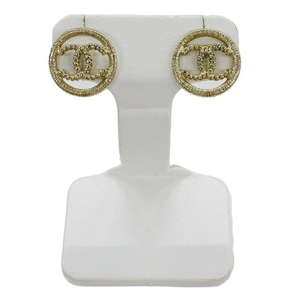 Chanel Earrings CC Logo Metal Champagne Gold — view 2