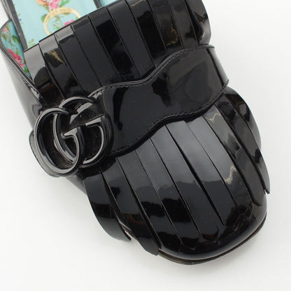 Gucci GG Marmont Patent Fringe Mules Shoes Black — view 6
