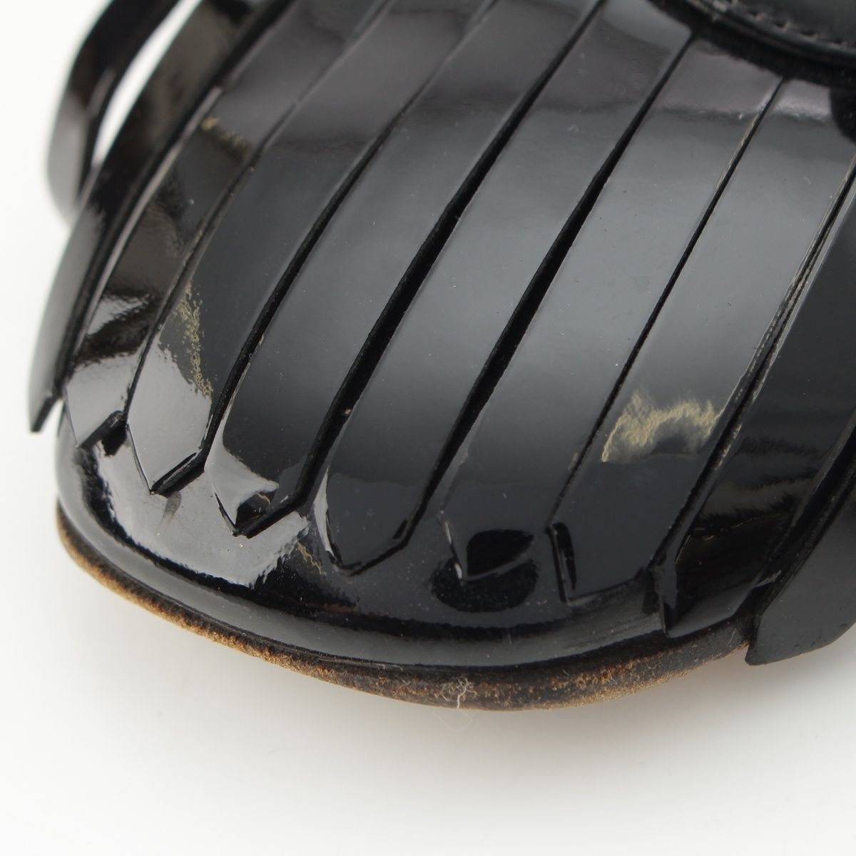 Gucci GG Marmont Patent Fringe Mules Shoes Black — view 8