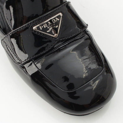 Prada Patent Logo Triangle Chunky Heel Loafers Shoes Black — view 6