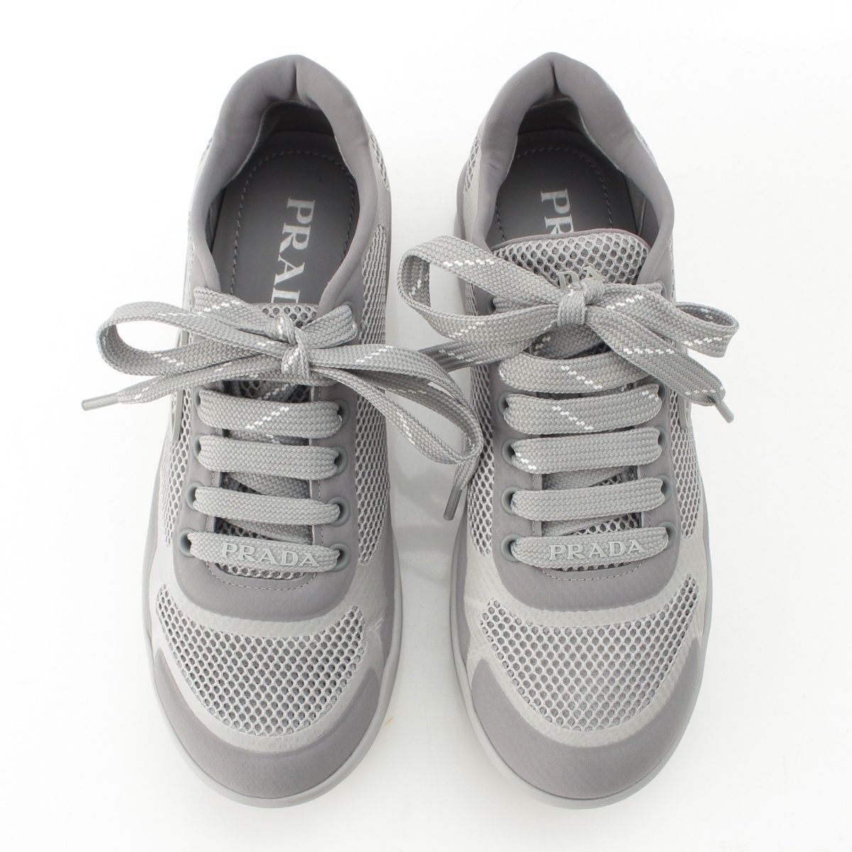 Prada Re-Nylon Logo Mesh Lace-up Sneakers Gray — view 2