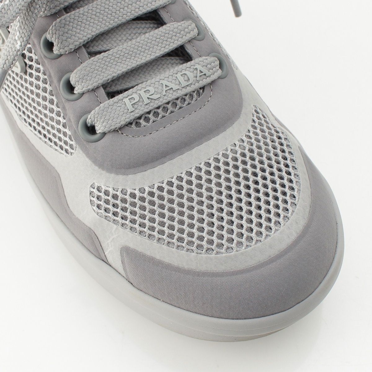 Prada Re-Nylon Logo Mesh Lace-up Sneakers Gray — view 6
