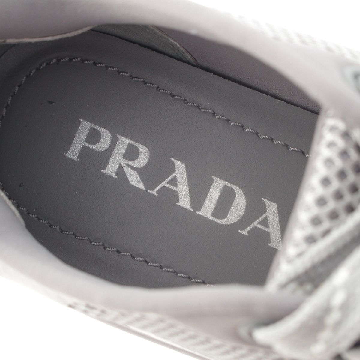 Prada Re-Nylon Logo Mesh Lace-up Sneakers Gray — view 7