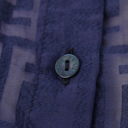 Fendi Jeans Zucca Sheer All Over Print Short Sleeve Shirt Navy 40 — view 7
