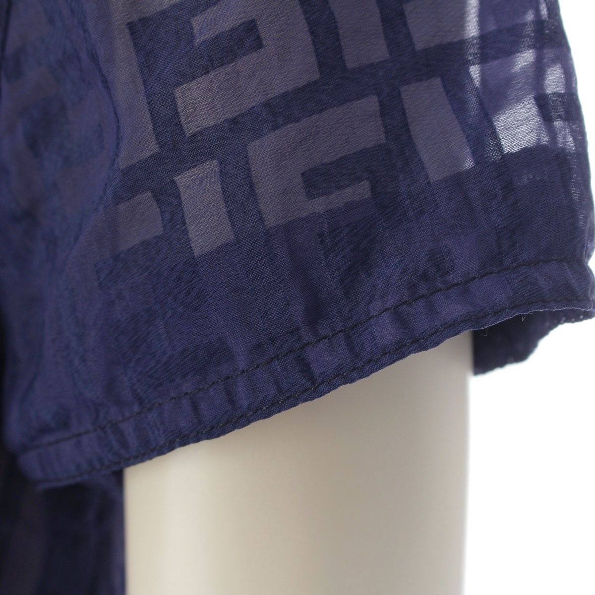 Fendi Jeans Zucca Sheer All Over Print Short Sleeve Shirt Navy 40 — view 6