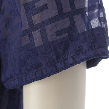 Fendi Jeans Zucca Sheer All Over Print Short Sleeve Shirt Navy 40 — view 6