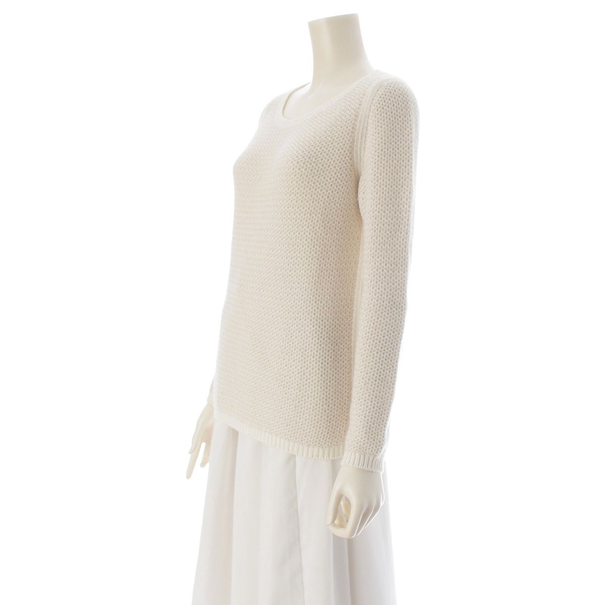 Loro Piana Baby Cashmere Long Sleeve Crew Neck Knit Sweater Ivory Off White 40 — view 2