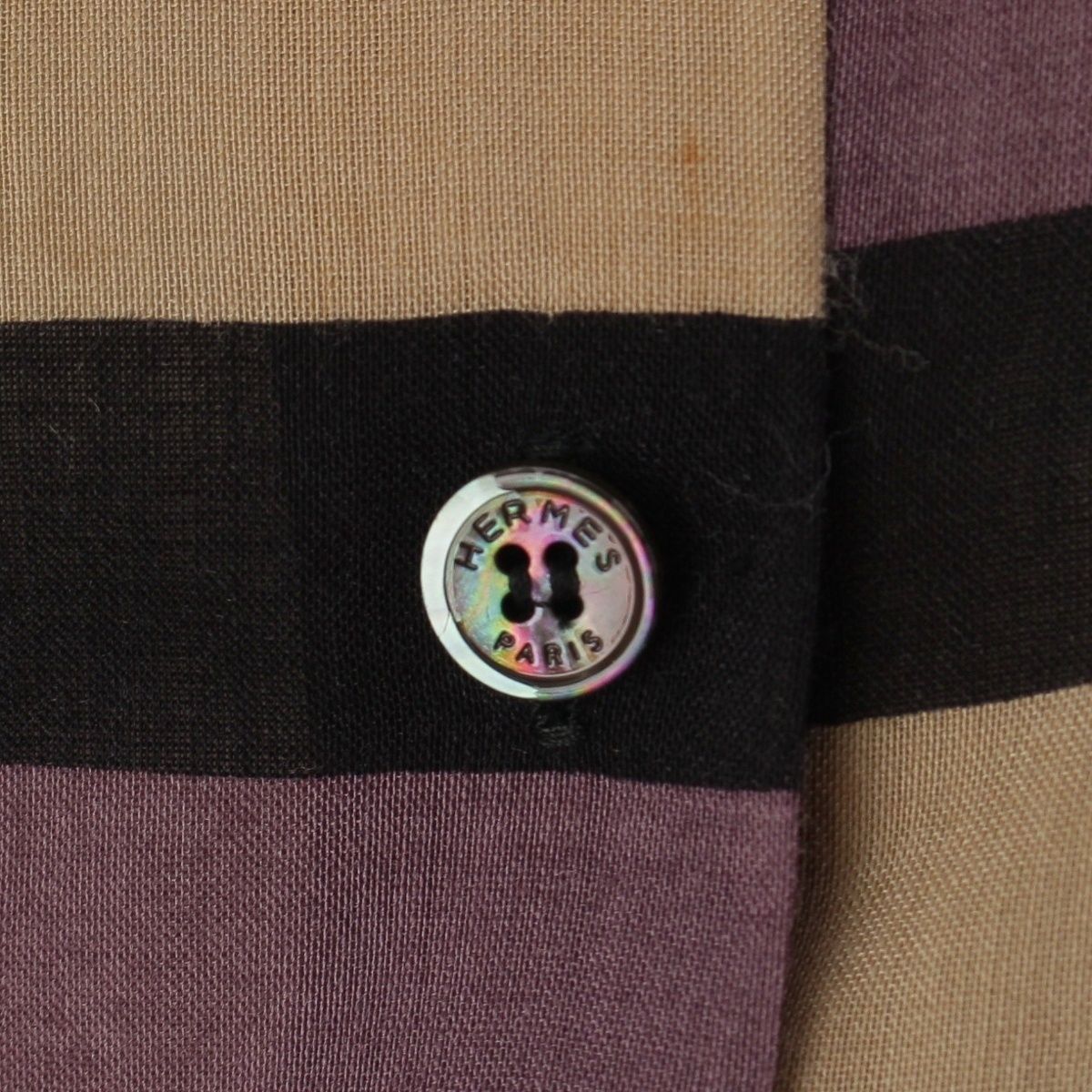 Hermes Wool Silk All Over Print Long Sleeve Shirt Blouse Purple 36 — view 7