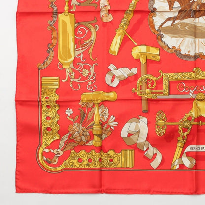 Hermes Carre 90 Sawdust Copeaux Silk Scarf Red — view 4