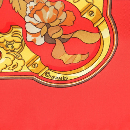 Hermes Carre 90 Sawdust Copeaux Silk Scarf Red — view 8