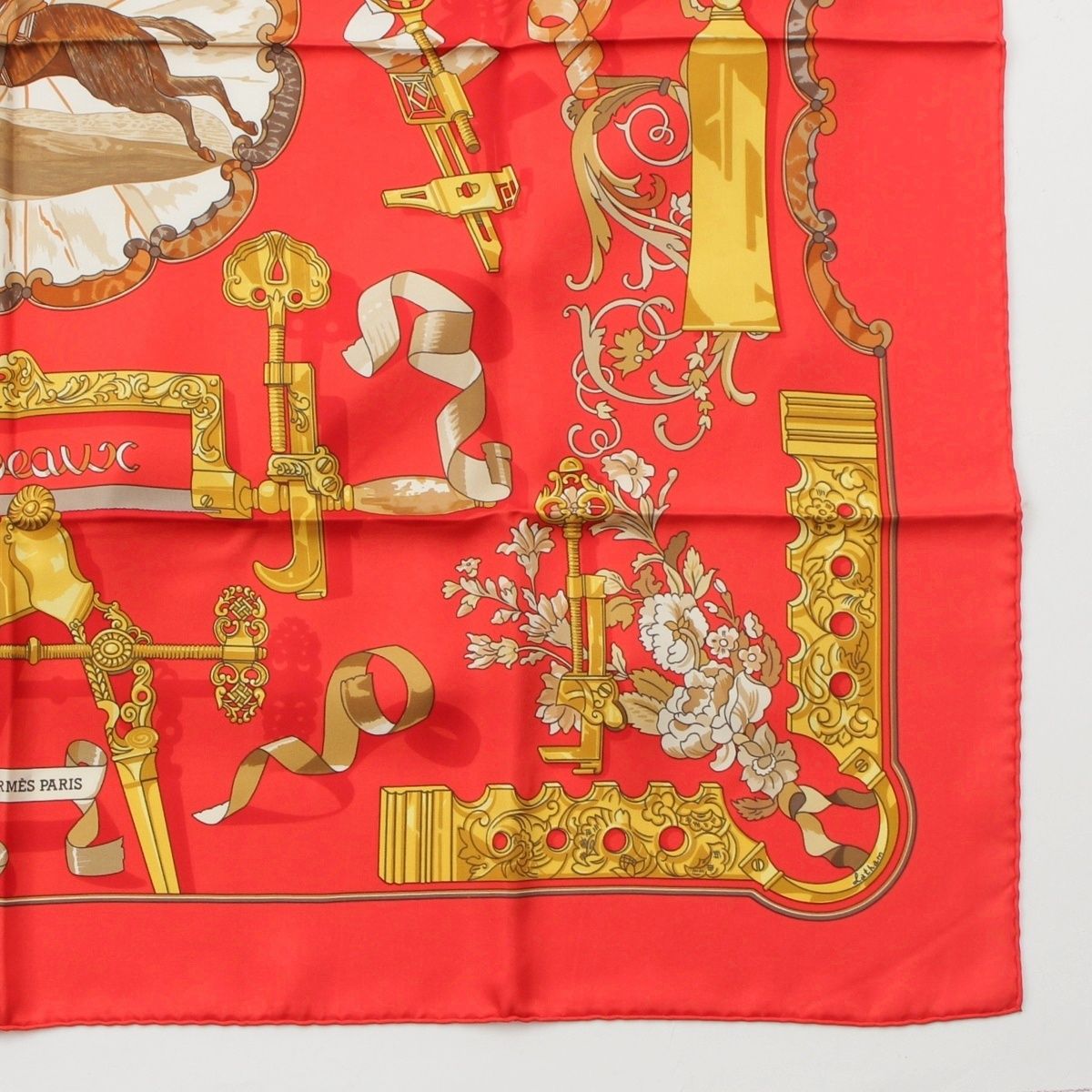 Hermes Carre 90 Sawdust Copeaux Silk Scarf Red — view 5