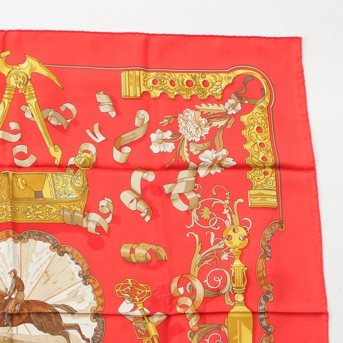 Hermes Carre 90 Sawdust Copeaux Silk Scarf Red — view 3