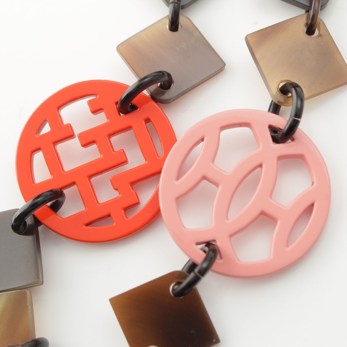 Hermes Diva Buffalo Horn Necklace Brown Multicolor — view 6