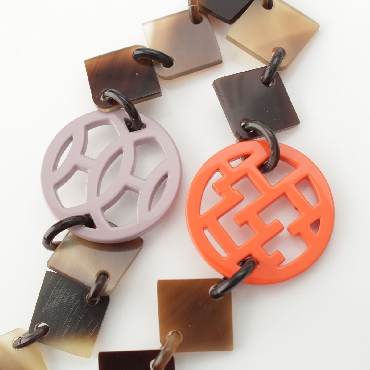 Hermes Diva Buffalo Horn Necklace Brown Multicolor — view 4