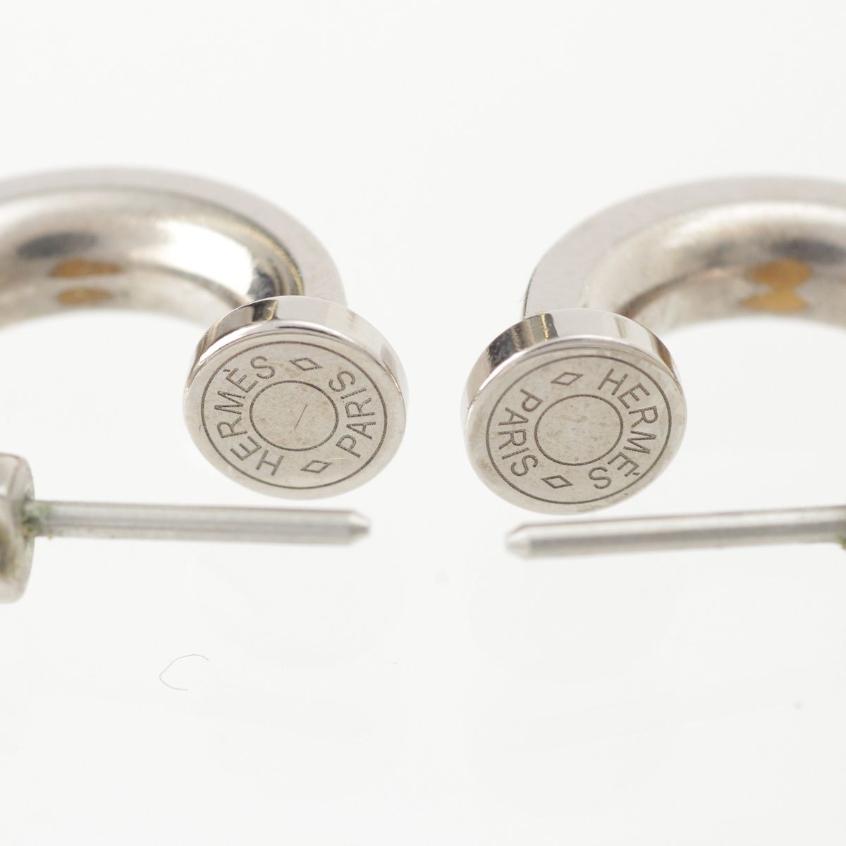 Hermes O'Kelly Cadenas Metal Swift Earrings Silver Gold Brown — view 8