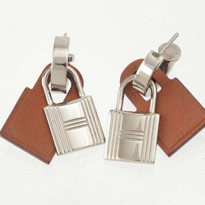 Hermes O'Kelly Cadenas Metal Swift Earrings Silver Gold Brown — view 6
