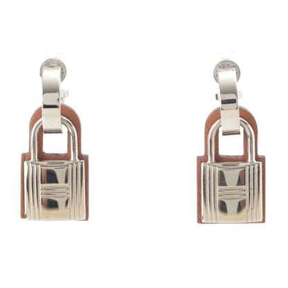 Hermes O'Kelly Cadenas Metal Swift Earrings Silver Gold Brown