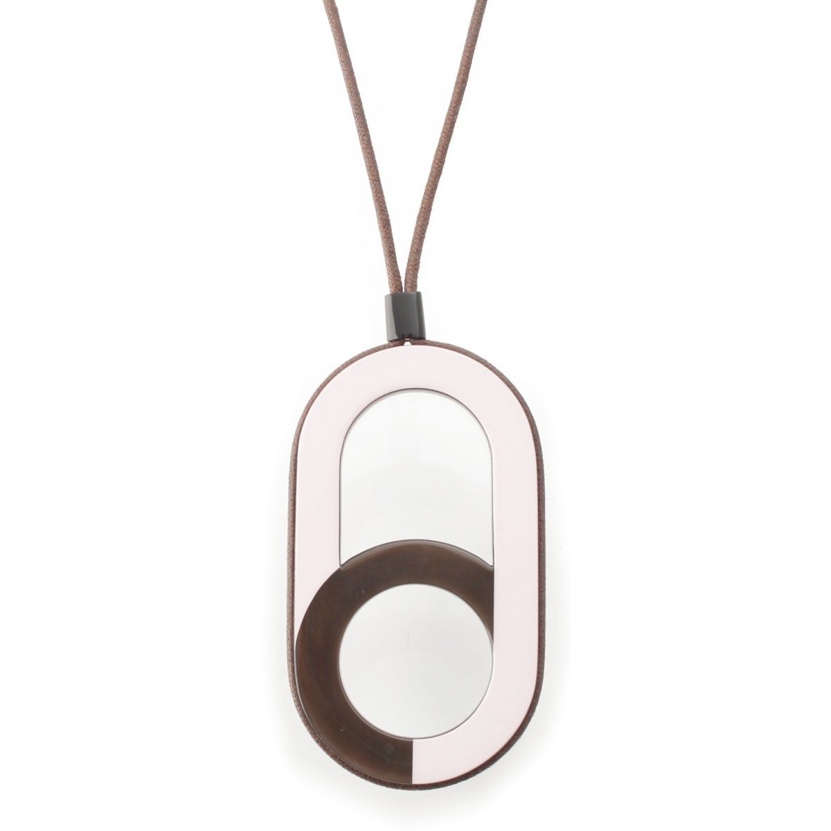 Hermes Variation Buffalo Horn Pendant Pink Brown