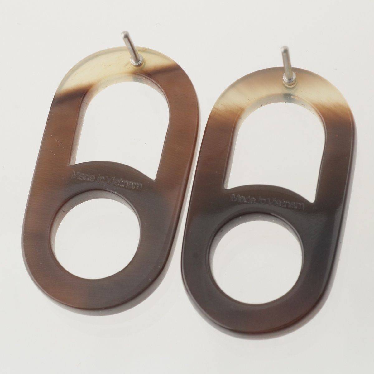 Hermes Variation Metal Buffalo Horn Earrings Pink Brown — view 6