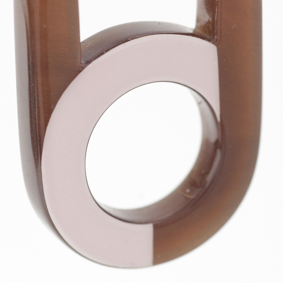 Hermes Variation Metal Buffalo Horn Earrings Pink Brown — view 4