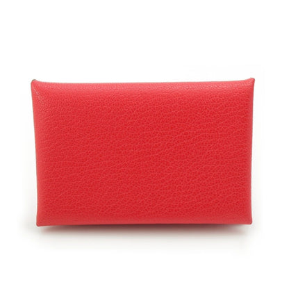Hermes Calvi Chevre Chamkila Card Case Rouge Decou