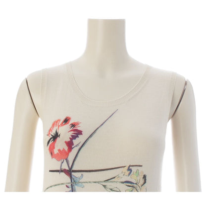 Dior Cashmere Silk Flower Graphic Sleeveless Top Hiver Off White Multicolor 34 — view 5