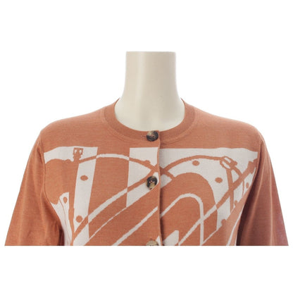 Hermes Clic Clac Silk Cashmere Sellier Buttons Cardigan Top Knit Orange — view 5