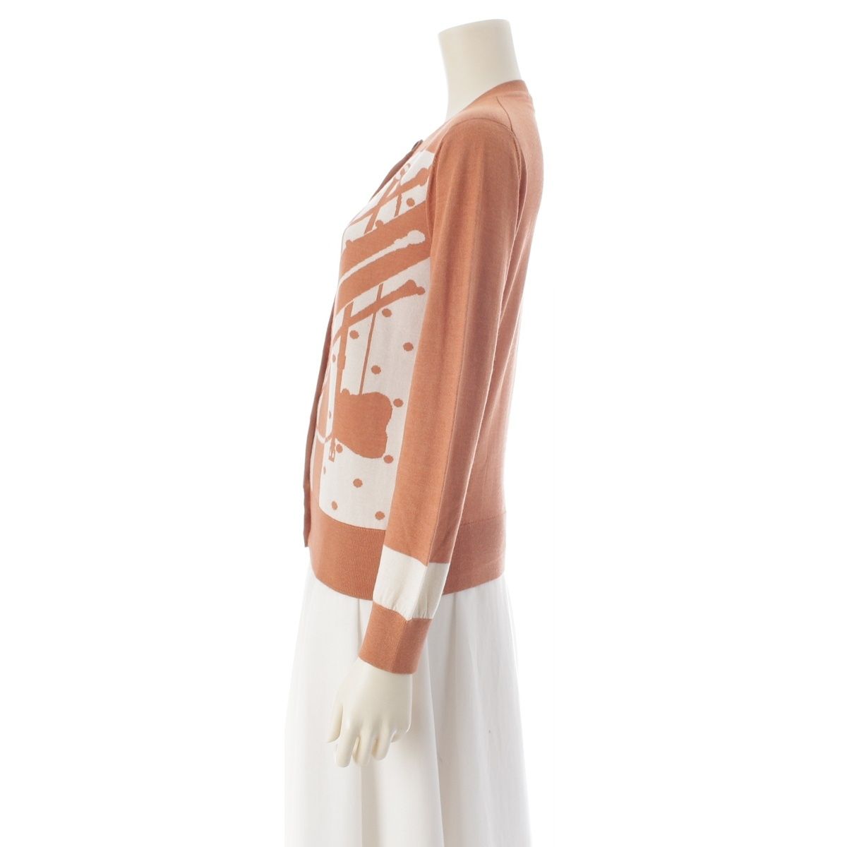 Hermes Clic Clac Silk Cashmere Sellier Buttons Cardigan Top Knit Orange — view 3