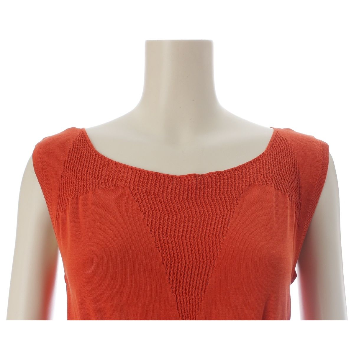 Chanel Cotton CC Logo Plate Change Knit Sleeveless Dress Terracotta Orange 38 — view 5