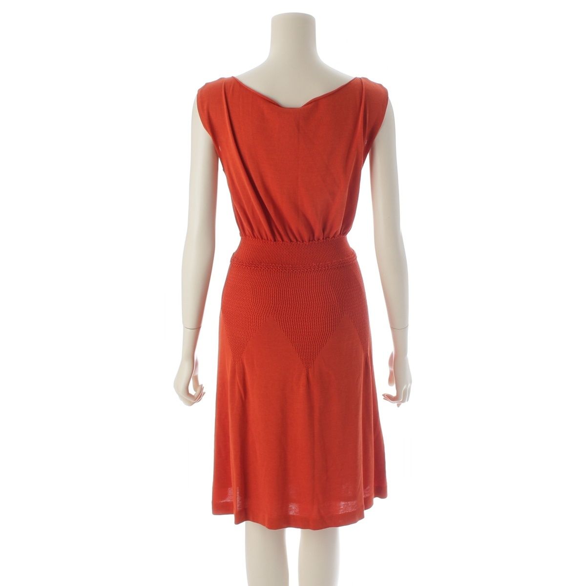 Chanel Cotton CC Logo Plate Change Knit Sleeveless Dress Terracotta Orange 38 — view 4