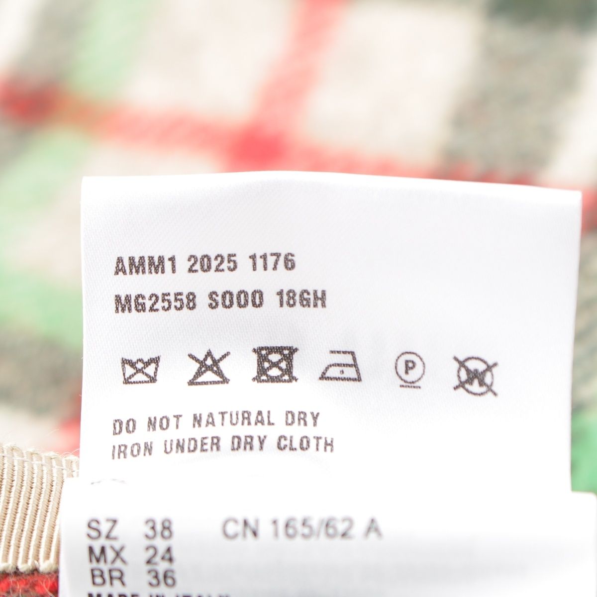 Miu Miu Wool Melton Check Back Logo Midi Skirt Green Red Beige 38 — view 8