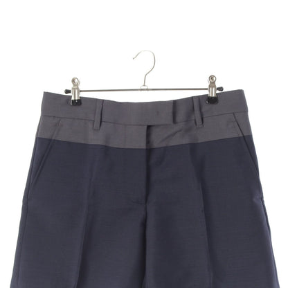 Miu Miu Technical Wool Bicolor Bermuda Shorts Gray Navy — view 3