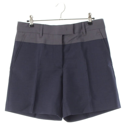 Miu Miu Technical Wool Bicolor Bermuda Shorts Gray Navy