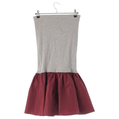 Miu Miu Technical Fabrics Logo Ribknit Easy Mini Skirt Amaranthbordeaux Gray 36 — view 2