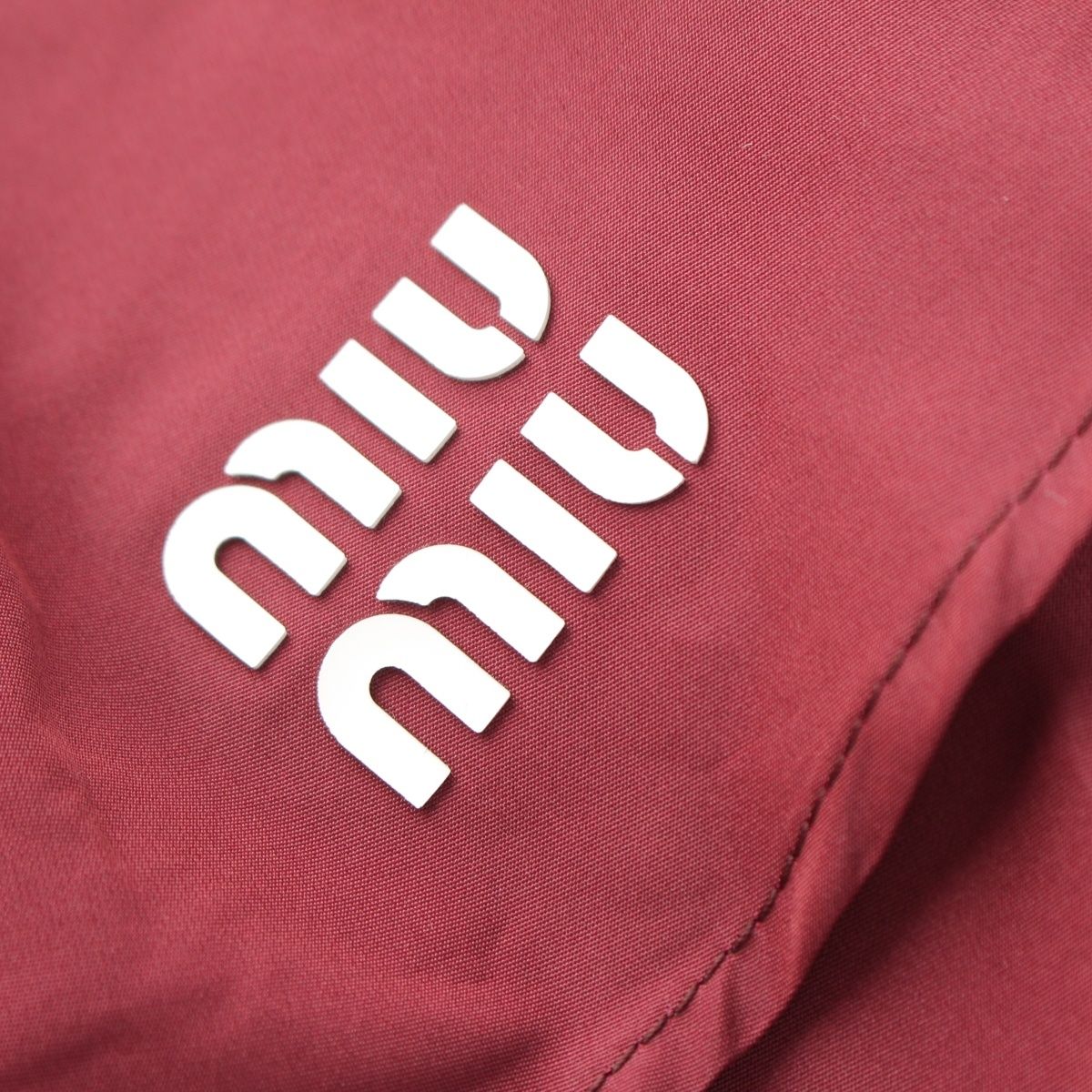 Miu Miu Technical Fabrics Logo Ribknit Easy Mini Skirt Amaranthbordeaux Gray 36 — view 6