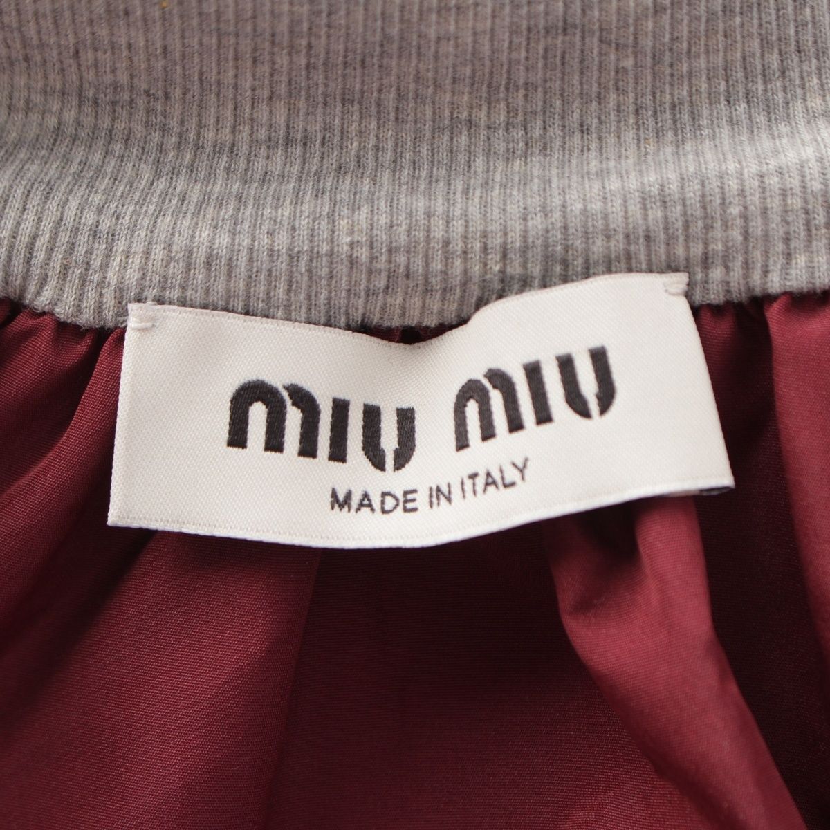Miu Miu Technical Fabrics Logo Ribknit Easy Mini Skirt Amaranthbordeaux Gray 36 — view 7