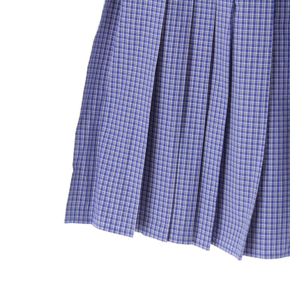 Miu Miu Cotton Check Pleated Midi Elastic Waist Skirt Blue White — view 4