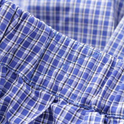 Miu Miu Cotton Check Pleated Midi Elastic Waist Skirt Blue White — view 6