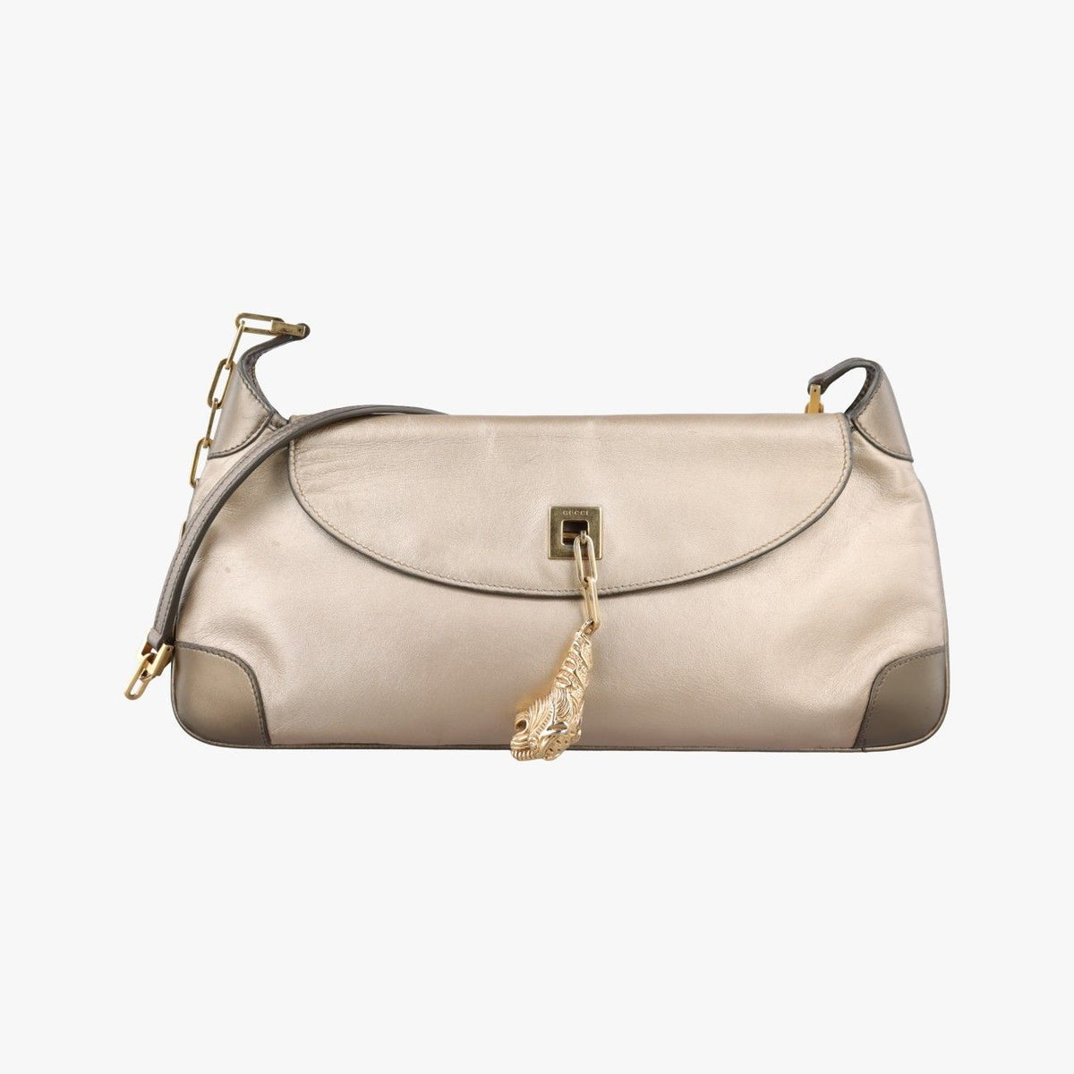Gucci Tiger Head Gold Leather