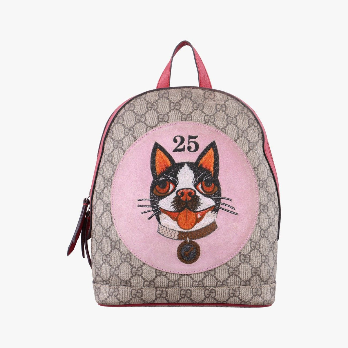 Gucci GG Supreme Bosco Dog Print Beige Multicolor Leather Backpack