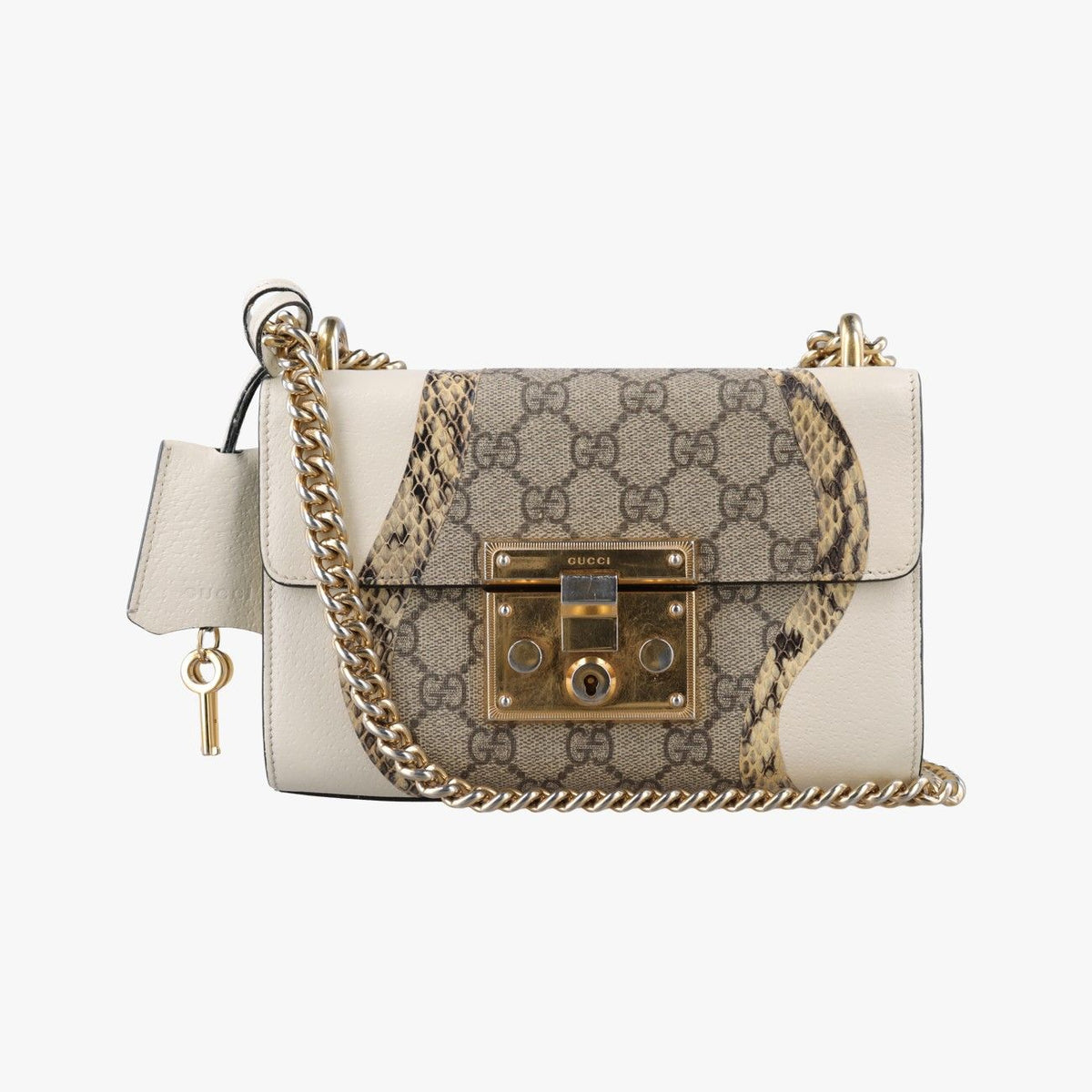 Gucci Padlock Beige White Multi Leather Snakeskin